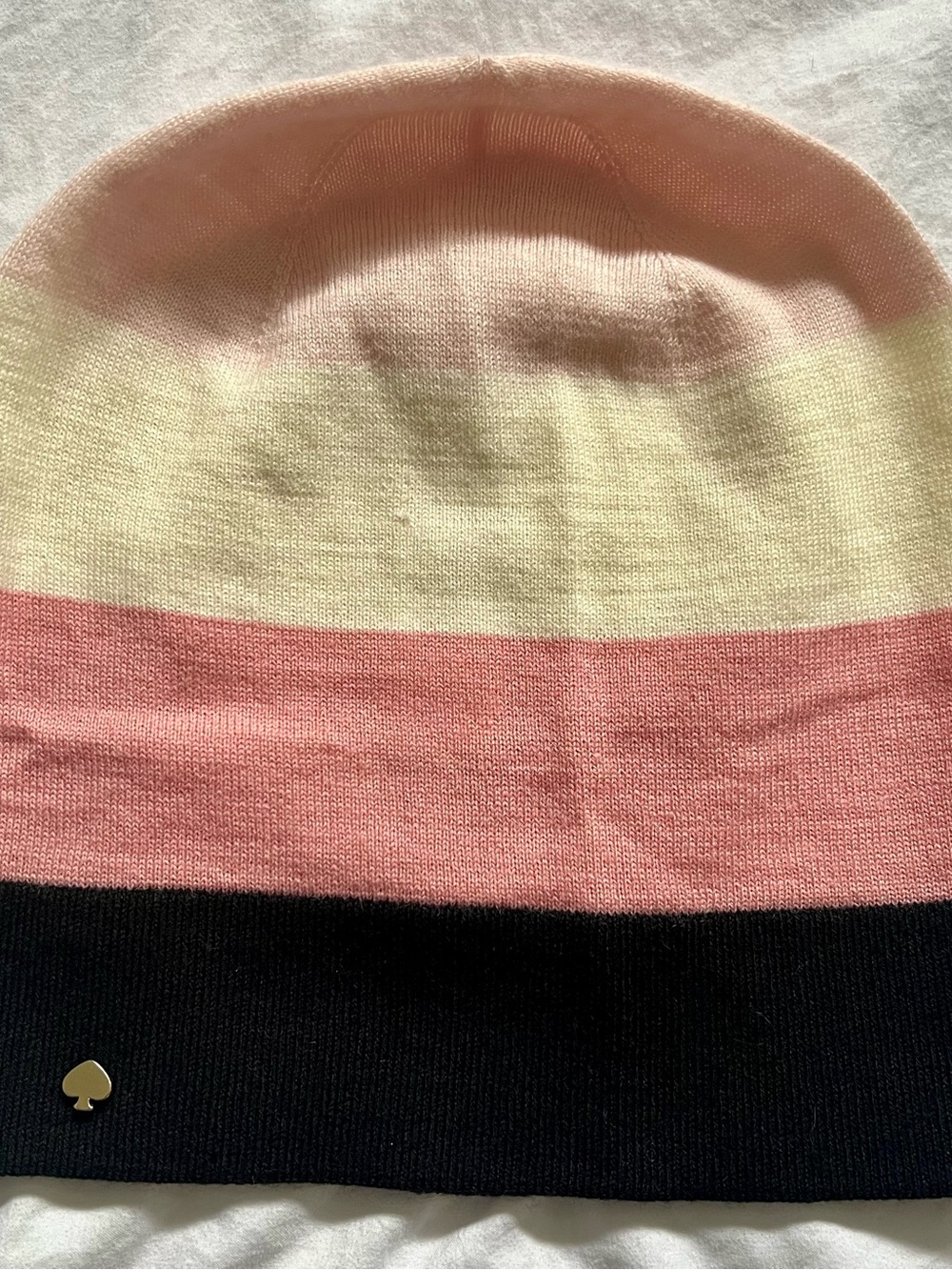 NWOT Kate Spade Striped Knit Beanie in Pink/Cream/Black